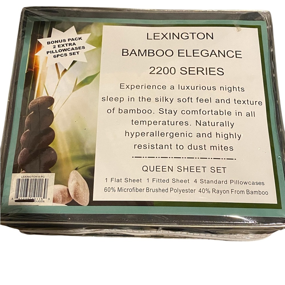 NEW Lexington bamboo Elegance 2200 Series Queen Sheet Set DARK GREEN